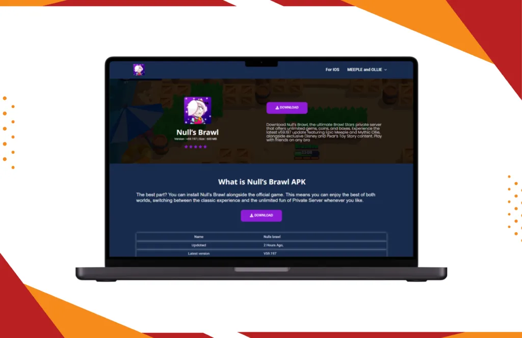 Null APK gaming distribution landing page visual